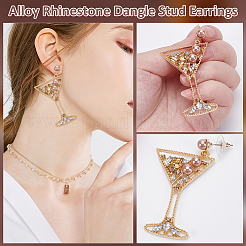 1 paire de boucles d'oreilles pendantes en alliage avec strass&nbsp;EJEW-UN0002-73A