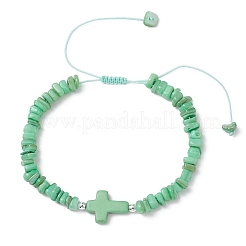 Bracelets tressés ajustables en coquillages d'eau douce naturels et perles de turquoise synthétique teintées pour femmes&nbsp;BJEW-JB13105-02