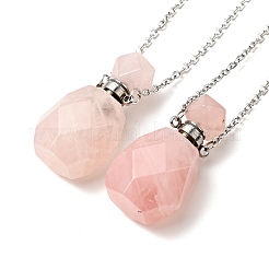 Colliers pendentif bouteille de parfum en pierre mélangée naturelle et synthétique à facettes ouvertes pour femmes&nbsp;NJEW-F296-02P