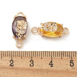 Messing Pavé facettierte Glas ovale Verbindungsstück Charms&nbsp;KK-G517-13G