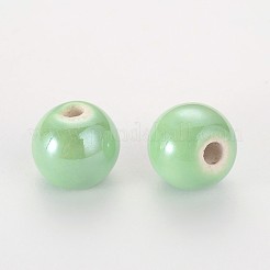 Perles rondes en porcelaine émaillée&nbsp;PORC-S489-10mm-M