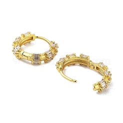 Orecchini a cerchio da donna in ottone placcato a cremagliera con micro pavé di zirconi cubici&nbsp;EJEW-A038-06G-01