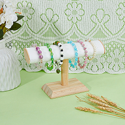 Espositori per bracciali con barra a T in pelle pu con base in legno&nbsp;BDIS-WH0010-05A