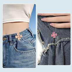 5 Stück 5 Farben Blumenlegierung Emaille verstellbare Jeansknopfstifte&nbsp;DIY-TA0014-93
