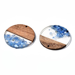 Pendentifs en résine transparente et bois de noyer&nbsp;RESI-T035-24-A02