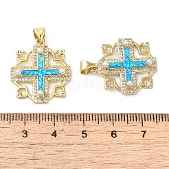 Porte micro ouvrent pendentifs zircone cubique en laiton de placage&nbsp;KK-P268-08B-G