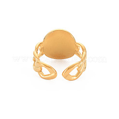 Placcatura ionica (ip) 304 acciaio inossidabile piatto rotondo con anello polsino aperto largo di Gesù per le donne&nbsp;RJEW-S405-184G