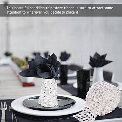 6 rangée en plastique diamant maille rouleau rouleau strass cristal ruban gâteau de mariage&nbsp;OCOR-WH0030-03