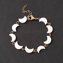 Bracciale con catena a maglie di luna conchiglia naturale&nbsp;BJEW-C015-01G