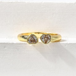 Anillos de puño de circonita cúbica micro pavé de latón para mujer&nbsp;RJEW-F181-09G