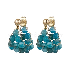 Orecchini a cerchio rotondi in ottone con apatite naturale&nbsp;EJEW-TA00620-03
