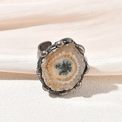 Anillos tipo brazalete de ágata drusa de girasol natural y latón para mujer&nbsp;GG-CBA086A-01