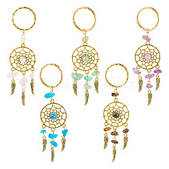 10 pièce 5 styles œil de tigre naturel et aventurine verte naturelle et quartz rose naturel et magnésite naturelle et porte-clés turquoise synthétique&nbsp;KEYC-TA00036