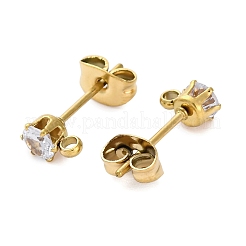 Boucles d'oreilles à tige en acier inoxydable 304 avec placage ionique (IP) et zircone cubique&nbsp;STAS-P373-04A-G