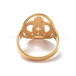 Anillo de dedo con corona cruzada de acero inoxidable con revestimiento iónico (IP) 201&nbsp;RJEW-J051-48G
