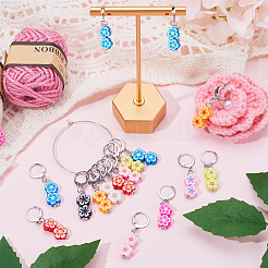 Marqueurs de point de verrouillage pendentif fleur en argile polymère fait à la main&nbsp;HJEW-SC0001-45