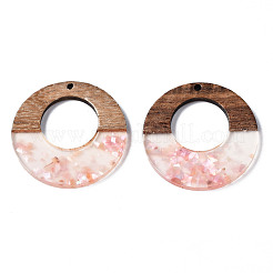 Pendenti in resina trasparente e legno di noce&nbsp;X-RESI-T035-20-A01