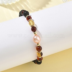 Pulseras elásticas con cuentas de roca de lava natural&nbsp;BJEW-JB13722