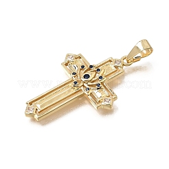 Pendentifs en laiton zircon cubique micro pavé bleu&nbsp;CU-CBA4BAF-02G