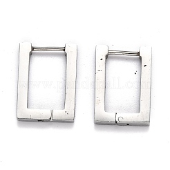 Orecchini a cerchio rettangolari huggie in acciaio inossidabile 304 anti-ossidazione&nbsp;STAS-H156-10B-P