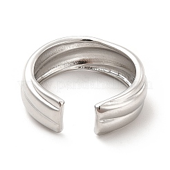 Anello polsino aperto scanalato in acciaio inossidabile 304 anti-ossidazione per donna&nbsp;RJEW-F131-14P