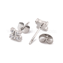 Schmetterling 304 Edelstahl Micro Pave Zirkonia Ohrstecker für Damen&nbsp;EJEW-E311-04P