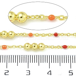 Gliederkette aus runden Perlen aus Messing und Emaille&nbsp;CHC-G022-07G-16