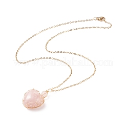 Colliers pendentif coeur en pierre mélangée naturelle enveloppé de fil de cuivre&nbsp;NJEW-JN03971