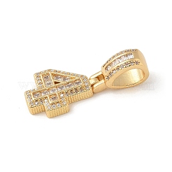Ciondolo europeo in ottone con zirconi cubici trasparenti&nbsp;KK-R003-01G-04