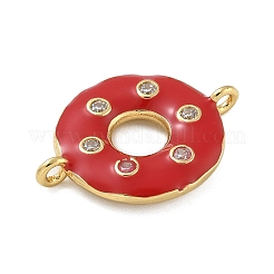 Gestellplattierung Messing klare Zirkonia Donut Verbindungsstück Charms&nbsp;KK-A234-030G-01
