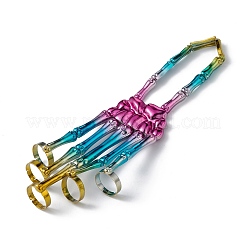 Braccialetto ad anello a mano piena in lega di teschio a tema Halloween&nbsp;BJEW-L680-01RC