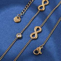 Halsketten mit Infinity-Gliedern aus 304 Edelstahl mit durchsichtigen Zirkoniasteinen für Damen&nbsp;NJEW-C069-01G