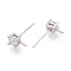 925 orecchino a bottone in argento sterling e zirconia cubica trasparente&nbsp;STER-T008-71P