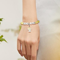 4 Stück 4-farbiges natürliches Howlith-Stretch-Armbandset mit runden Perlen&nbsp;BJEW-TA00235