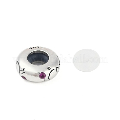 925 perline europee in argento sterling con zirconi cubici colorati&nbsp;STER-R005-01AS-11