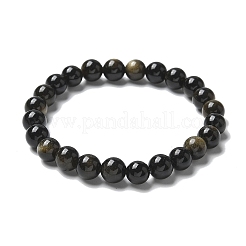 Natürliche golden glänzende Obsidian Perlen Stretch Armbänder&nbsp;BJEW-K212-B-020