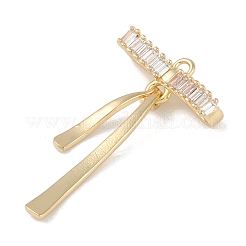 Pendenti in zirconi cubici trasparenti in micro pavè di ottone&nbsp;KK-Z065-02G