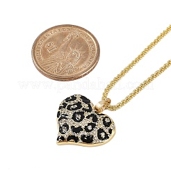 Halsketten mit Herzanhänger aus Messing mit Mikropflaster und klarem Zirkonia und schwarzem Leopardenmuster für Damen&nbsp;NJEW-M079-02G