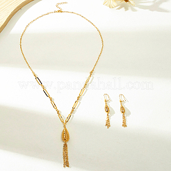 Ohrringe und Halsketten-Set mit tropfenförmigen Quasten aus Eisen für Damen&nbsp;AK6196