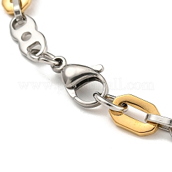 Bracciale a catena ovale e a maglie infinite in acciaio inossidabile 201 bicolore con placcatura ionica (ip)&nbsp;BJEW-B078-13GP