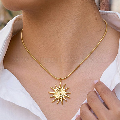 Collares con colgante de espiral solar vintage de acero inoxidable 304 para mujer&nbsp;WV2737