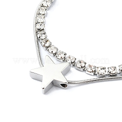 Sternlegierung Pflastern klare Zirkonia Link Runde Schlangenkette Armbänder&nbsp;BJEW-S149-01P