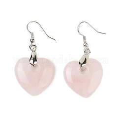 Pendientes colgantes de cuarzo rosa natural&nbsp;EJEW-F343-D05