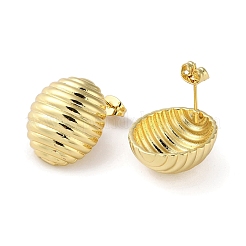 Orecchino a perno ovale in ottone placcato a cremagliera&nbsp;EJEW-H099-08G