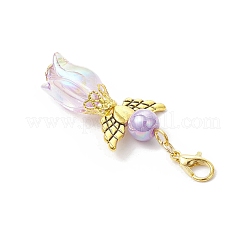 Décorations de pendentifs en perles de verre et acryliques en forme d'ange tulipe&nbsp;HJEW-JM03596-02