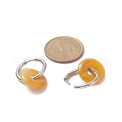 Natürliche Tigerauge-Pi-Scheiben-/Donut-Creolenohrringe&nbsp;EJEW-JE05132-02