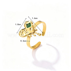 Offene Manschettenringe aus Edelstahl 304 mit Zirkonia-Pavé für Damen&nbsp;WGCD118-01