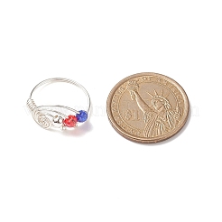 Anello da dito con perline intrecciate in vetro&nbsp;RJEW-TA00063