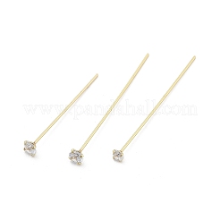 Kopfstifte aus Messing mit Mikropavé und klarem Zirkonia-Stein&nbsp;KK-M306-09G-01