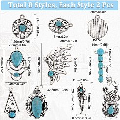 16pcs 8 Arten synthetische türkisfarbene Legierungsanhänger&nbsp;FIND-SC0009-11